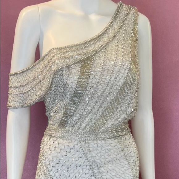 Jovani White and Silver Beaded Dress - Picture 1 of 7